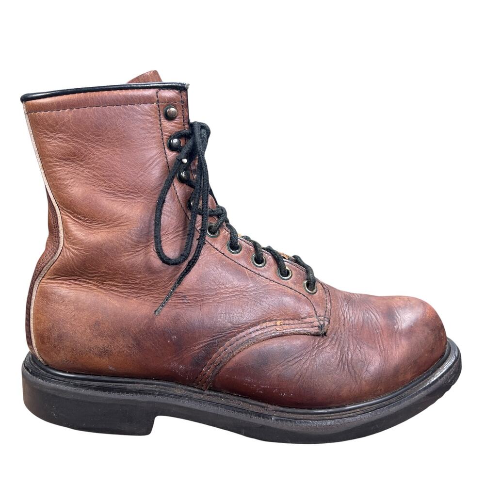 Vintage 90s Red Wing Brown Steel Toe Wide Work Boots Mens Size 8.5 E